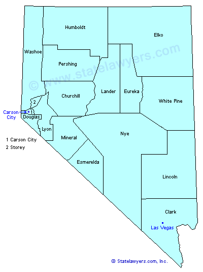 Nevada County Outline Map.